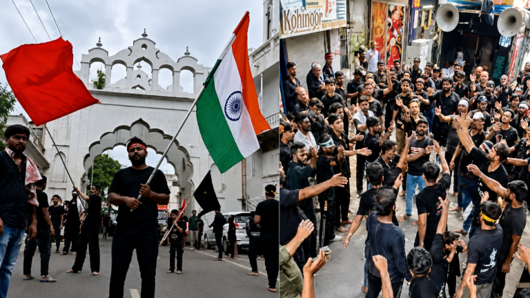 भोपाल में शुरू हुए मुहर्रम के मातमी जुलूस, खामेनेई की तस्वीर और फिलिस्तीन-ईरान पोस्टर देखे गए