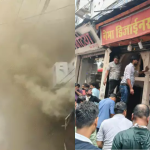 भोपाल के चौक मार्किट में कपड़ा दुकान में लगी आग, दमकल पहुंचने में 50 मिनट की देरी