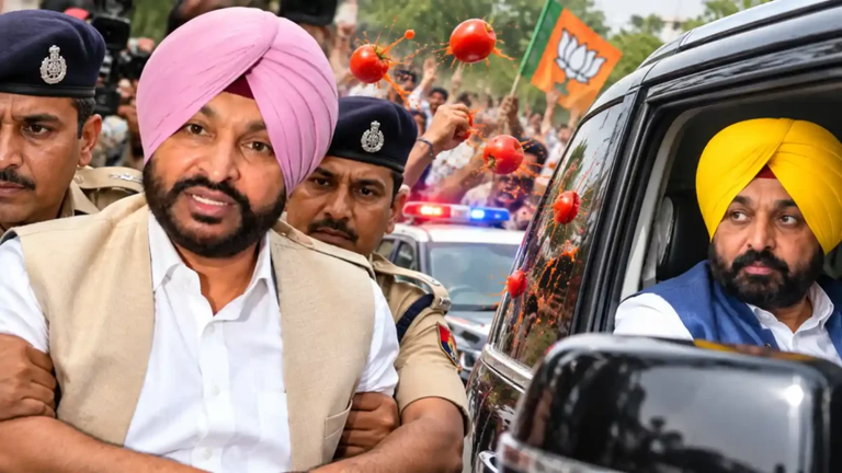 पंजाब में सियासी बवाल: पूर्व मंत्री ने सीएम के काफिले पर बरसाए अंडे-टमाटर